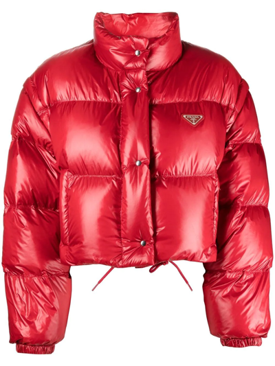 Prada Re-nylon Detachable-sleeve Jacket In Red