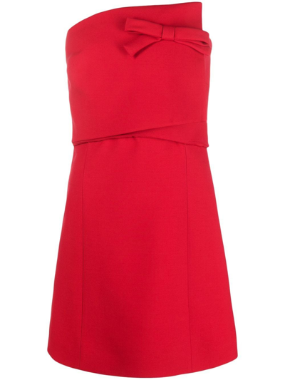 Valentino Bow-detail Minidress In 157 Rosso