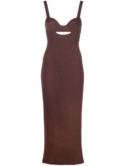Magda Butrym Ribbed-knit Sleeveless Maxi Dress In Brown