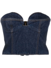 Magda Butrym Cropped Cotton Denim Corset Top In Blau