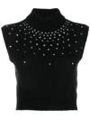 ALESSANDRA RICH CRYSTAL-EMBELLISHED KNIT TOP