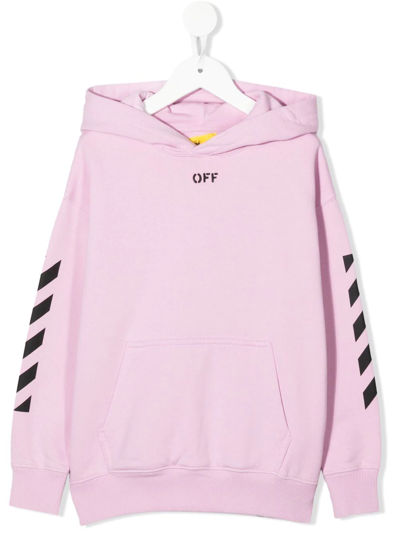 Off-white Logo Pullover Hoodie In Pink