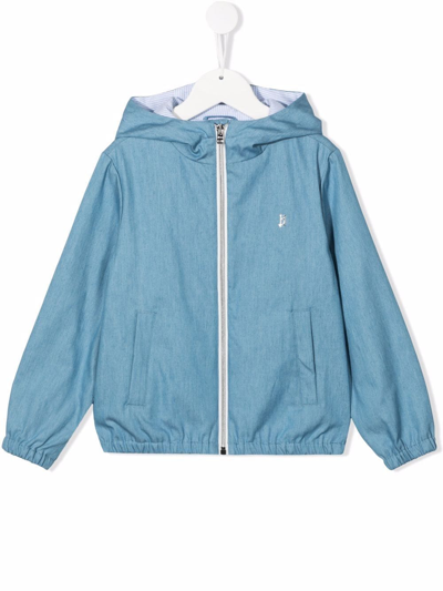 Herno Kids' Logo-plaque Detail Bomber Jacket In Blue