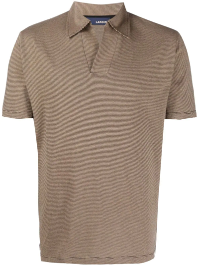 Lardini Stripe-print Polo Shirt In Brown