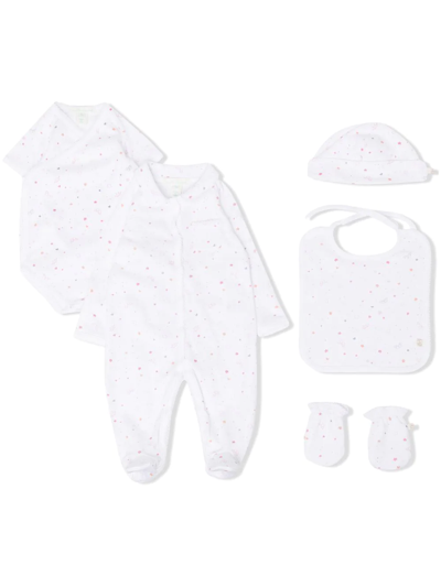 Marie-chantal Babies' Mix-print Cotton Bodysuit In White