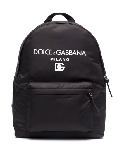 DOLCE & GABBANA LOGO-PRINT ZIPPED BACKPACK