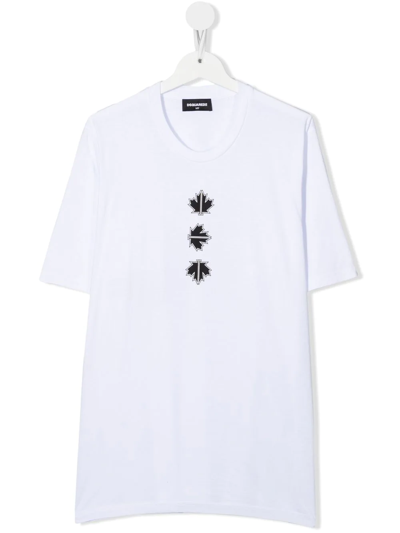 Dsquared2 Teen Maple Leaf-print T-shirt In White