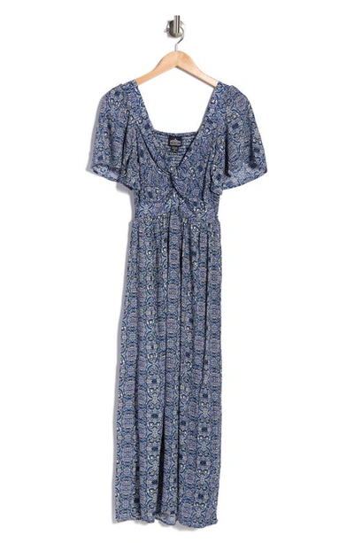 Angie Wide Sleeve Maxi Dress In Blue