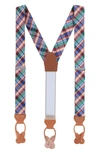 Trafalgar Sherwood Plaid Silk Suspenders In Cool Color Plaid