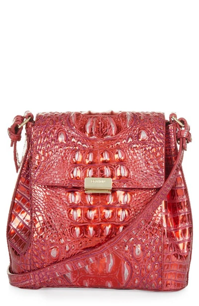 Brahmin Melbourne Margo Embossed Leather Crossbody In Reddragon