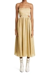 Zimmermann Jude Lace-up Cutout Scalloped Linen-voile Midi Dress In Beige