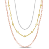 AMOUR AMOUR CHAIN NECKLACE IN 3-TONE 18K GOLD PLATED STERLING SILVER