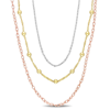 Amour Chain Necklace In 3-tone 18k Gold Plated Sterling Silver In Tri-color