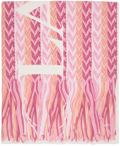 Lanvin Patterned Logo-print Scarf In Pink