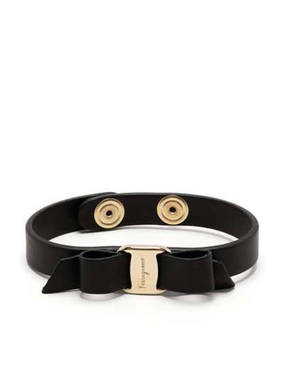 Ferragamo Vara Bow Double-strap Bracelet In Black