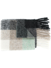 Acne Studios Main Vally Checkered Fringe Scarf In Green