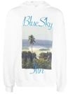 Blue Sky Inn Beach-print Cotton Hoodie In White