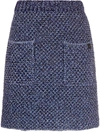 Ferragamo High-waisted Tweed Miniskirt In Blue