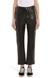 GOLDEN GOOSE FLARE LEG LEATHER CROP PANTS