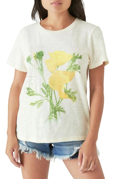 Lucky Brand Women's Cotton Poppies Postcard T-shirt In Light Grey