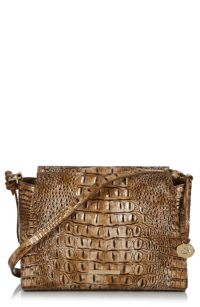 Brahmin Hillary Croc Embossed Leather Crossbody Bag In Cashew