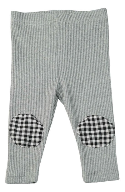 Ashmi And Co Babies' Frankie Knee Patch Cotton Pants In Gray