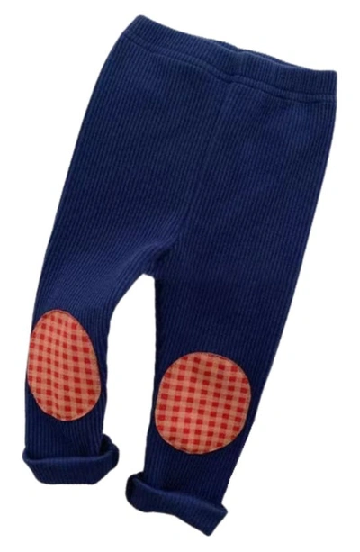Ashmi And Co Babies' Frankie Knee Patch Cotton Pants In Blue