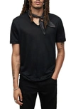 John Varvatos Slim Fit Linen V-neck T-shirt In Black