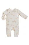 Pehr Follow Me Cheetah Organic Cotton Romper In Light Brown