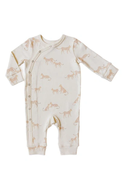 Pehr Babies' Follow Me Cheetah Organic Cotton Romper In Light Brown