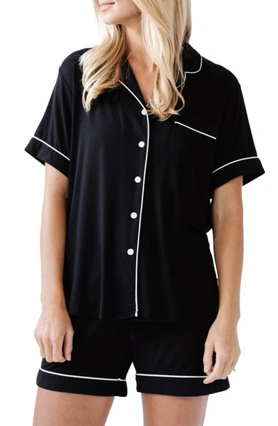 Cozy Earth Short Sleeve Knit Pajamas In Black