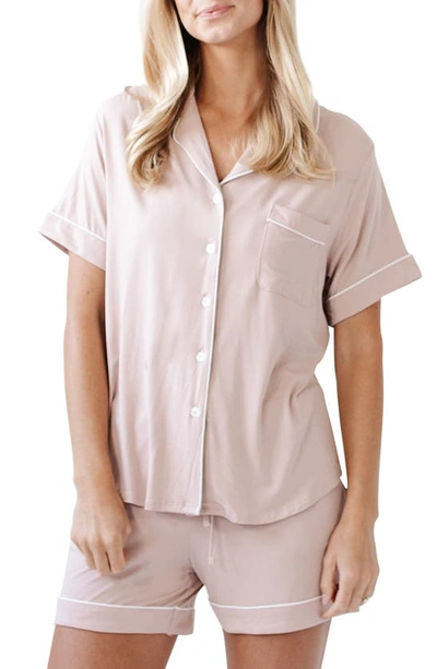 Cozy Earth Short Sleeve Knit Pajamas In Blush