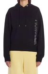 Moncler Logo Side Cotton Blend Hoodie In Nero