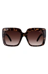 Velvet Eyewear Gina 57mm Square Sunglasses In Tortoise