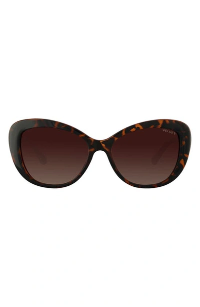 Velvet Eyewear Chrystie 55mm Cat Eye Sunglasses In Dark Tortoise