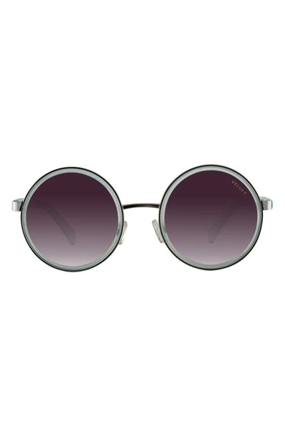 Velvet Eyewear Essie 52mm Gradient Round Sunglasses In Silver