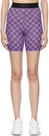 Ambush Monogram-print Branded-waistband Stretch-woven Cycling Shorts In Chive Blossom Lavend