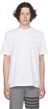 Thom Browne Center-back Striped Piqué T-shirt With Ribbed Crew Neck In White