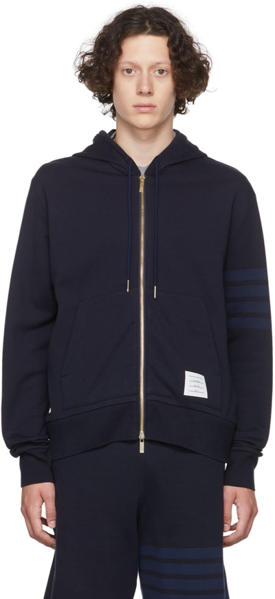 THOM BROWNE NAVY 4-BAR HOODIE