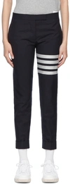 Thom Browne 4-bar Print Straight-leg Trousers In 415 Navy