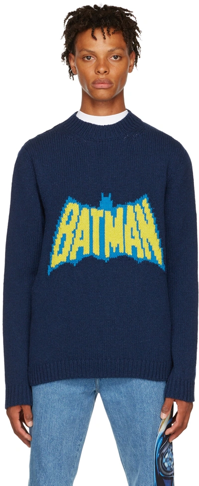 Lanvin Navy Batman & Catwoman Sweater In Blue