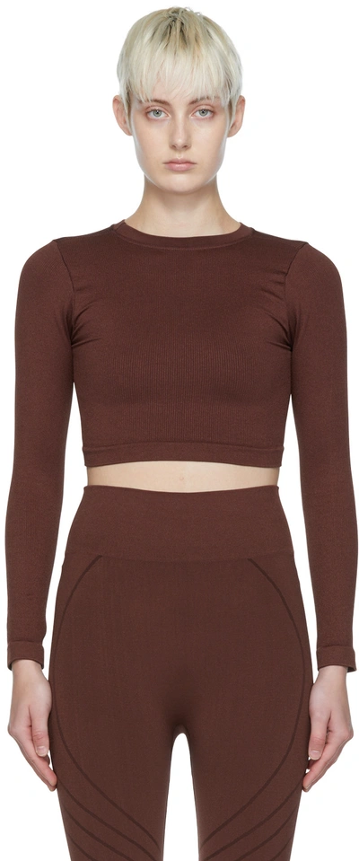 Prism Brown Polyamide Long Sleeve T-shirt In Maroon