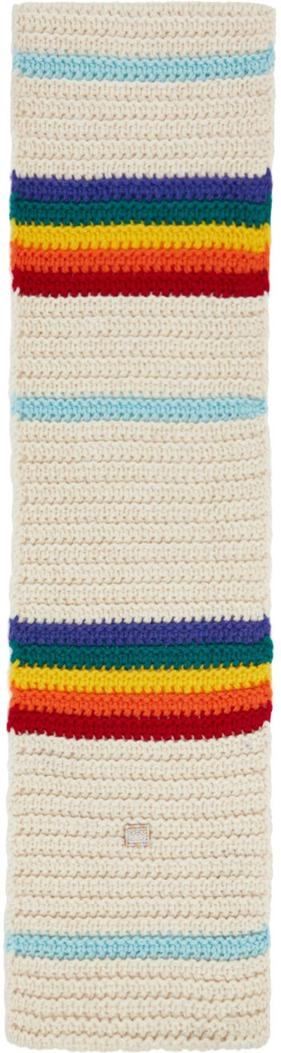 Acne Studios Striped Ribbed Wool Scarf In Multicolor