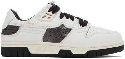 Acne Studios White & Black Leather Low-top Trainers In White,black