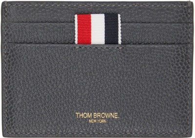 Thom Browne 四条纹皮质卡夹 In Grey