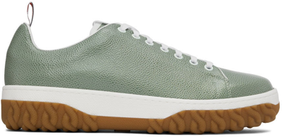 Thom Browne Green Cable Knit Court Low-top Sneakers In Blue