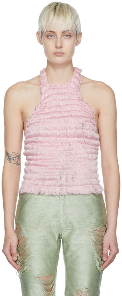 Constanca Entrudo Pink Polyester Tank Top In Baby Pink