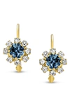 Bling Jewelry Flower Lever Back Earrings In Blue