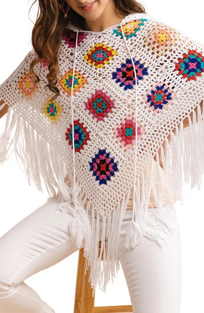 Saachi Square Crochet Kimono In White