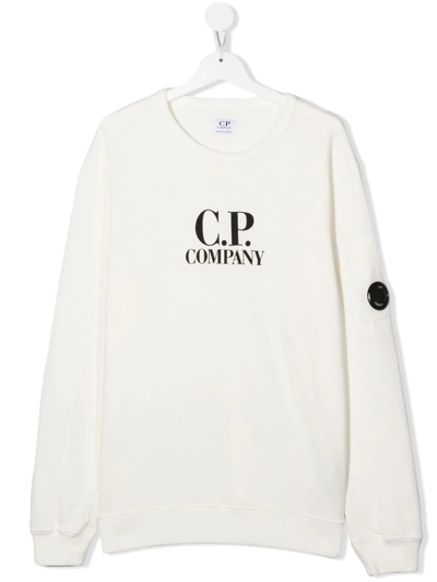 C.p. Company Teen Logo-print Sweatshirt In White